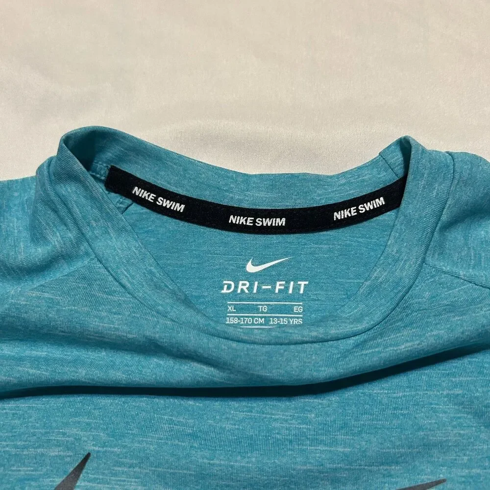 NWT Boys Youth Nike UPF 40+ Hydro Half Sleeve Rash Guard Swim Shirt NESSA-486 XL